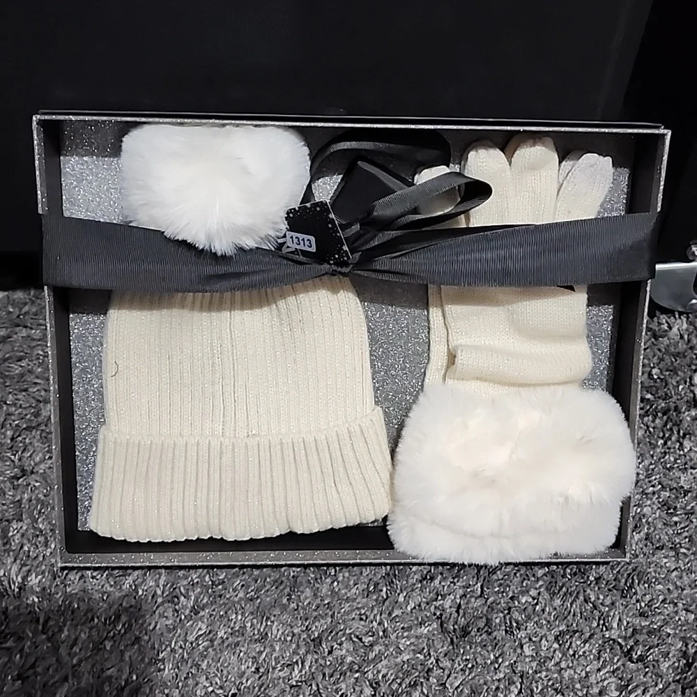 NWT WOMENS BEANIE HAT AND GLOVE SET